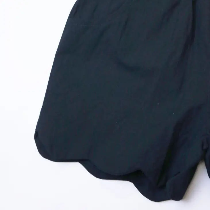 Scalloped Hem Shorts - Black